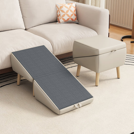 Foldable Pet Stairs – Light Gray