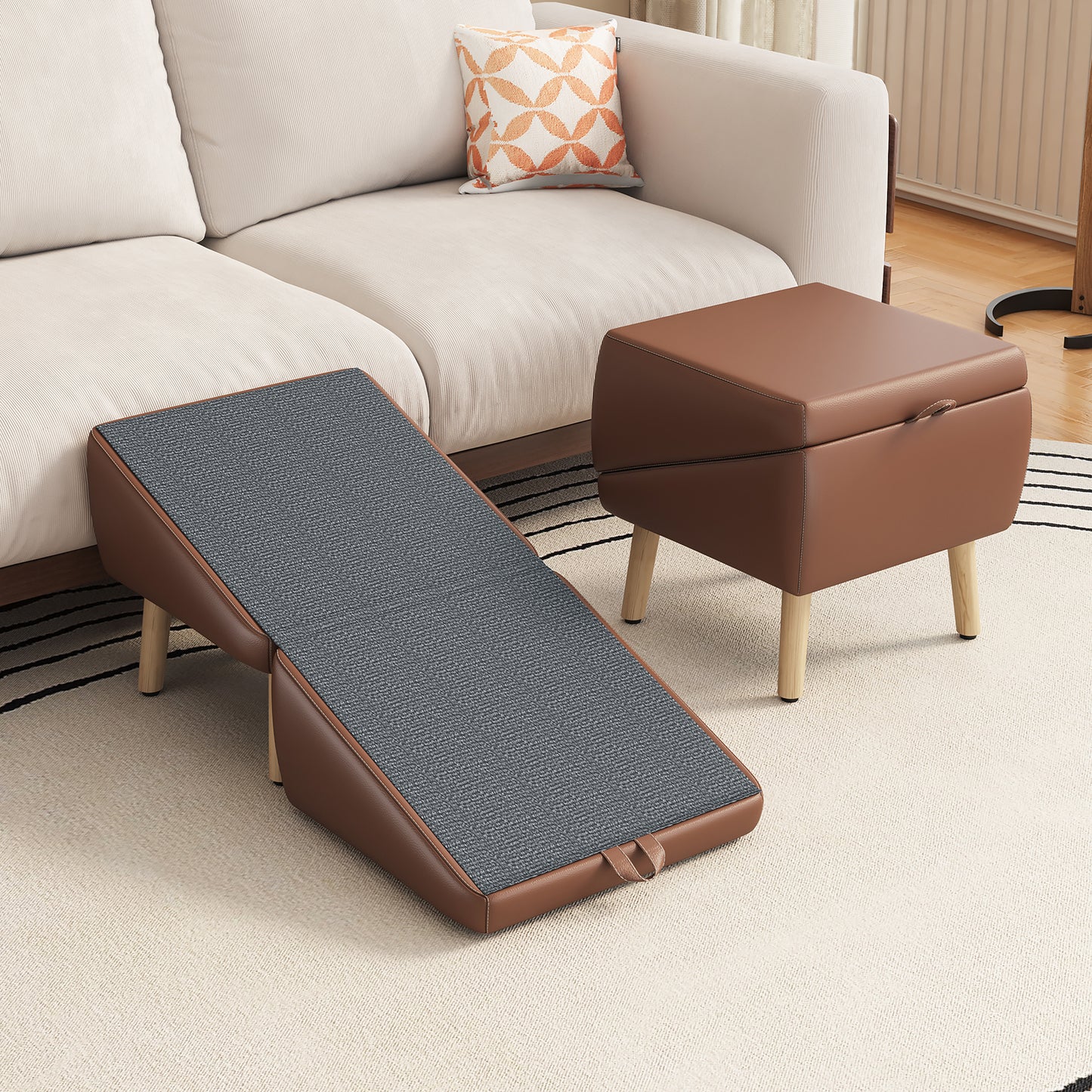 Foldable Pet Stairs – Brown