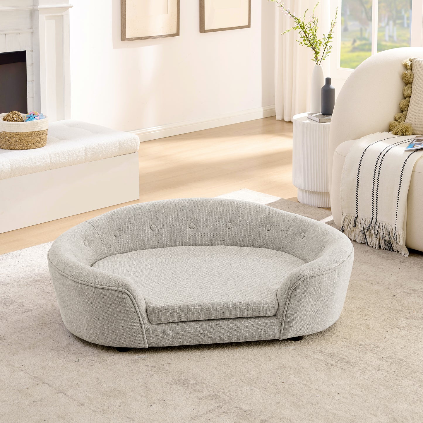 Oversized Oval Dog Sofa – Beige