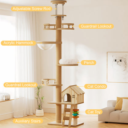 Floor-to-Ceiling Cat Tree – Adjustable 98–110in