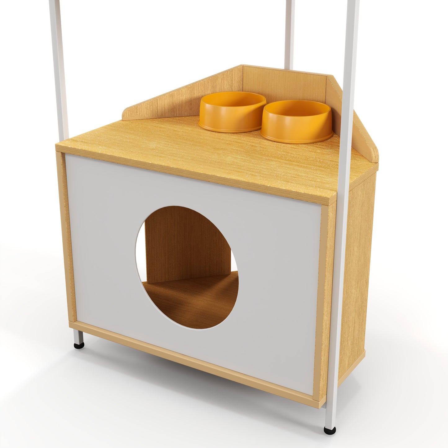 Corner Cat Tower with Feeding Station