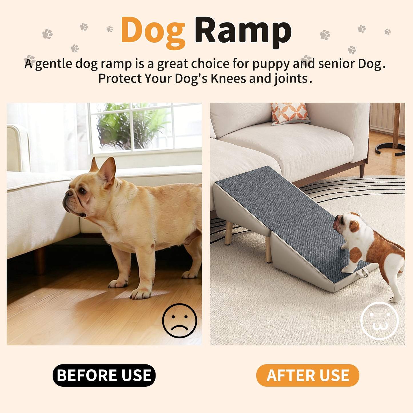 Foldable Pet Stairs – Light Gray