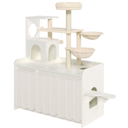 50.6" All-in-One Cat Tree – White