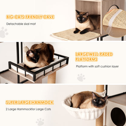 63" Multi-Functional Cat Tree with Litter Box