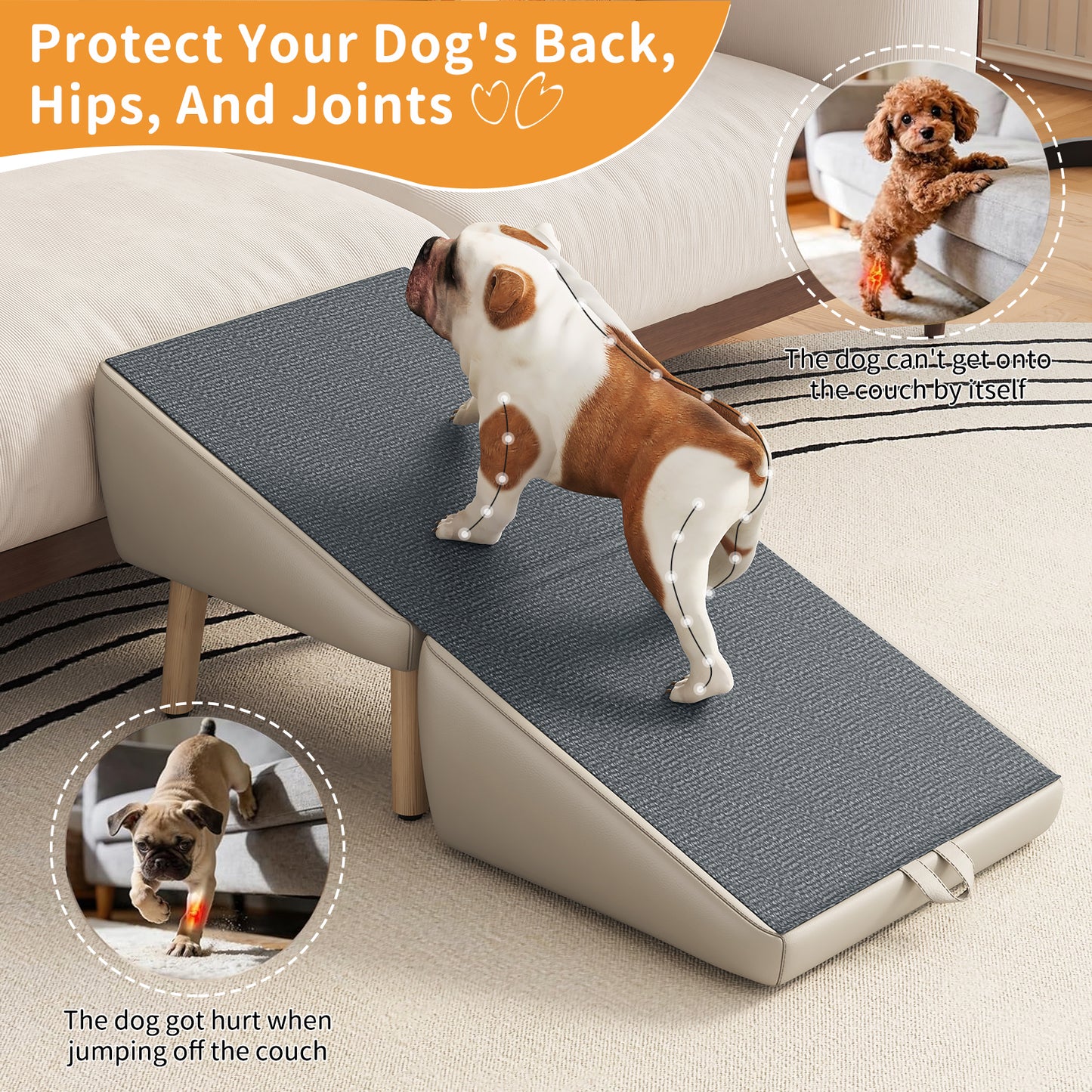 Foldable Pet Stairs – Light Gray