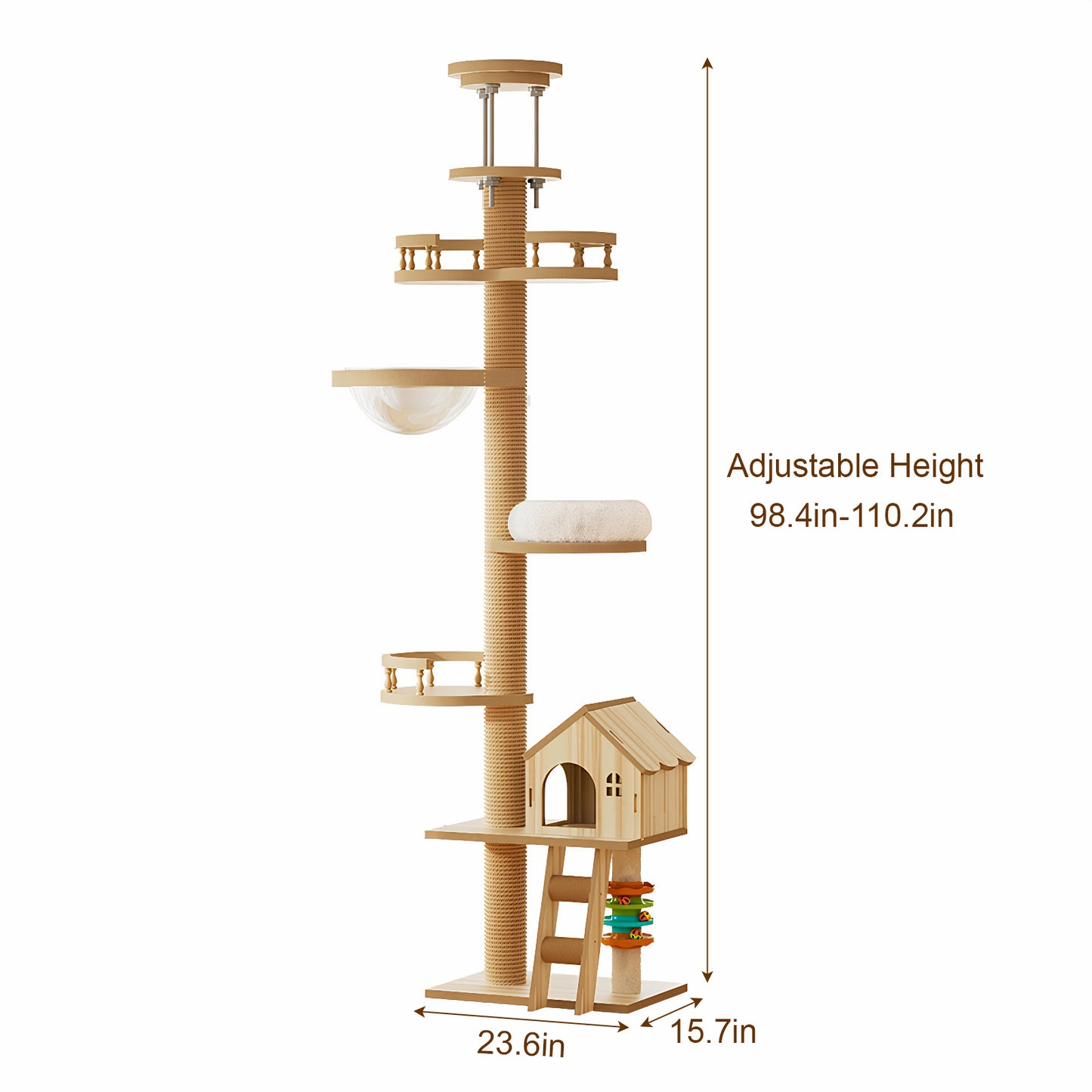 Floor-to-Ceiling Cat Tree – Adjustable 98–110in