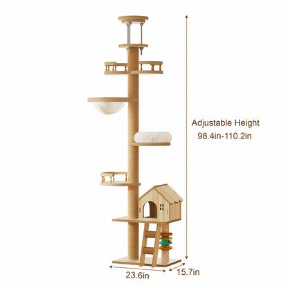 Floor-to-Ceiling Cat Tree – Adjustable 98–110in