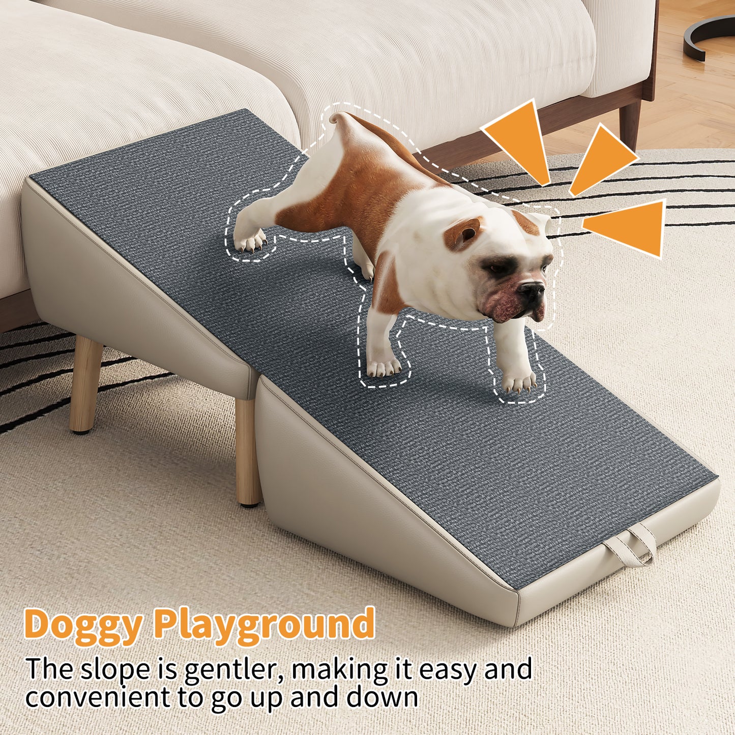 Foldable Pet Stairs – Light Gray