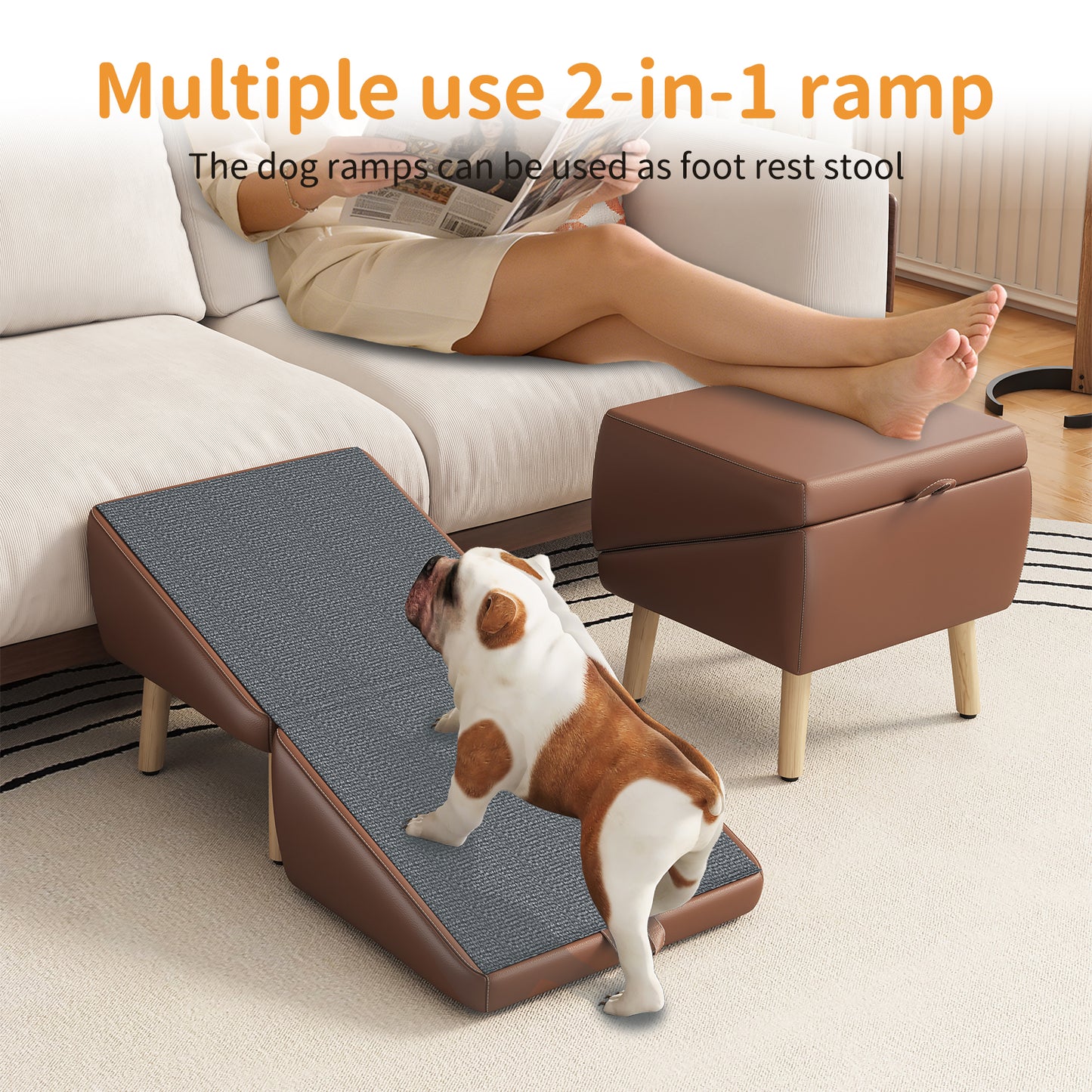 Foldable Pet Stairs – Brown