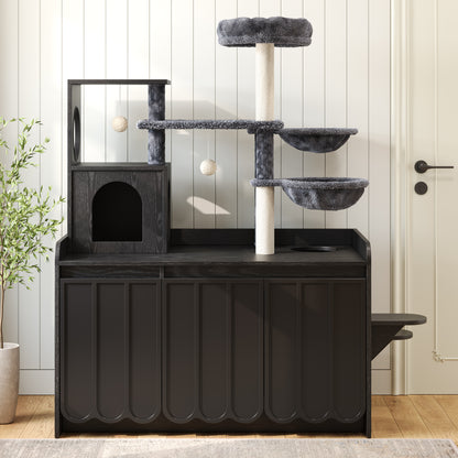 50.6" All-in-One Cat Tree – Black