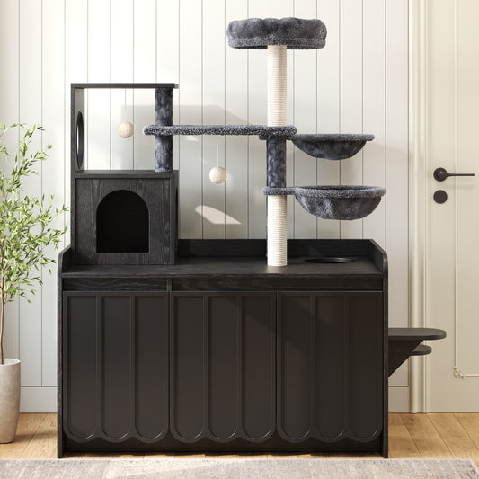 50.6" All-in-One Cat Tree – Black