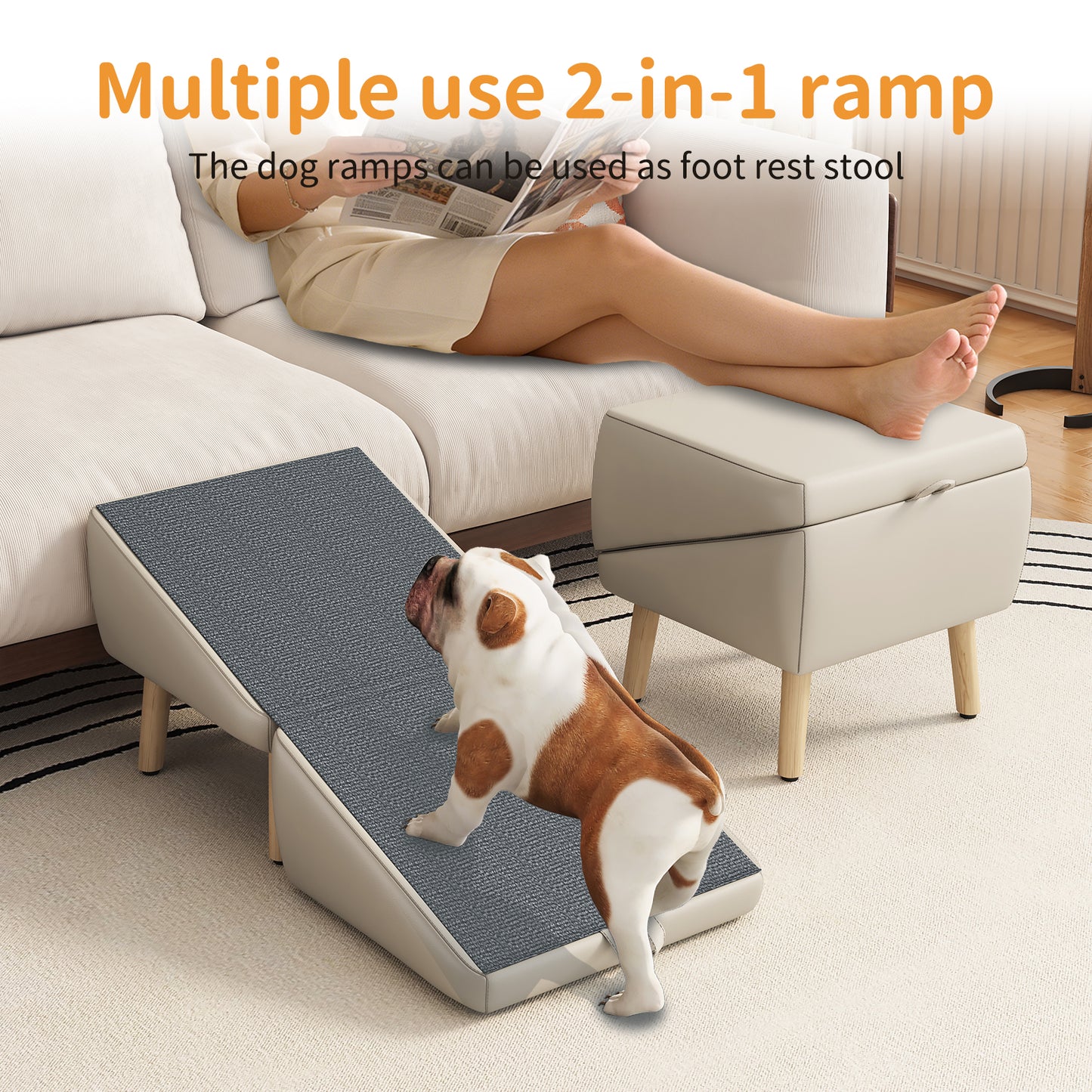 Foldable Pet Stairs – Light Gray