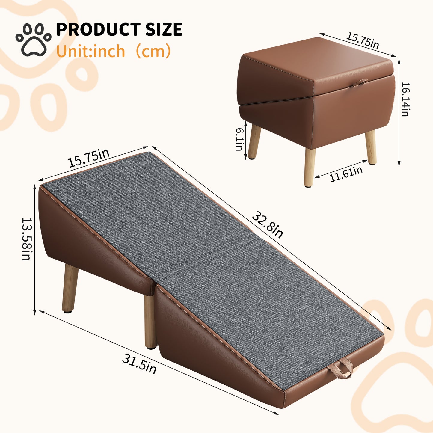 Foldable Pet Stairs – Brown