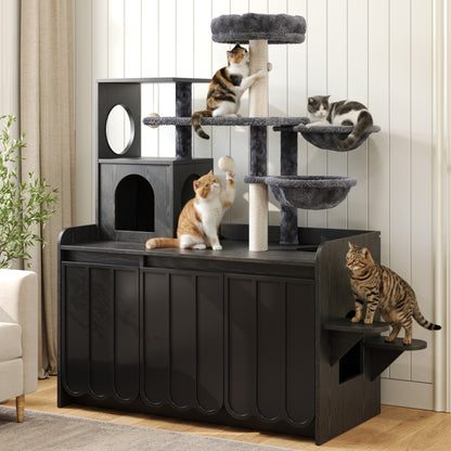 50.6" All-in-One Cat Tree – Black