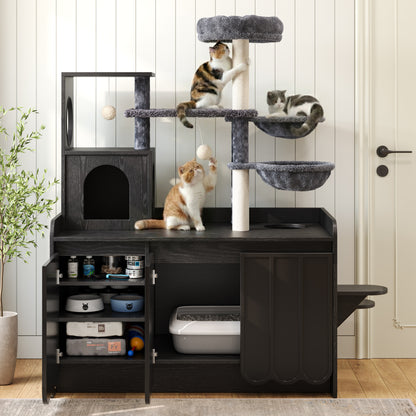 50.6" All-in-One Cat Tree – Black