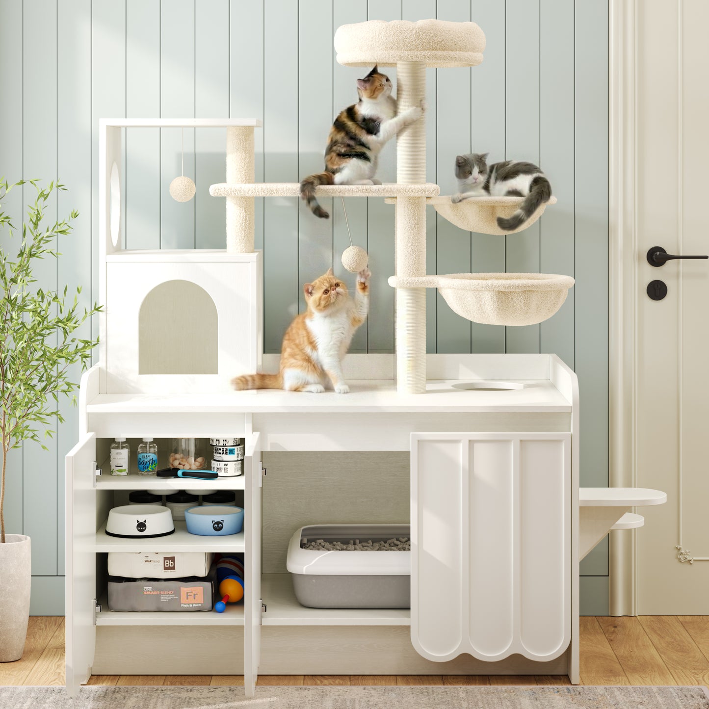 50.6" All-in-One Cat Tree – White