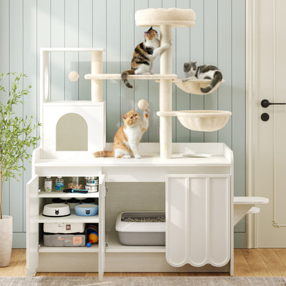 50.6" All-in-One Cat Tree – White