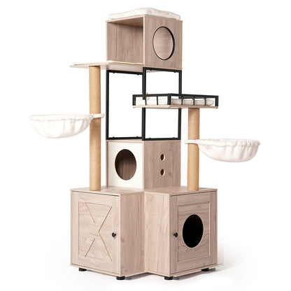 63" Multi-Functional Cat Tree with Litter Box