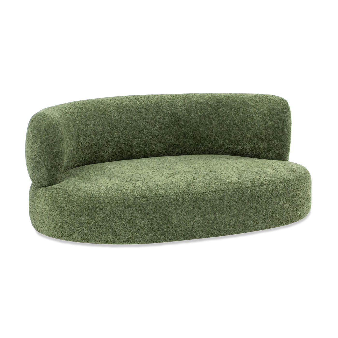 36" Curved Dog Sofa Bed – Moss Green Teddy Fleece