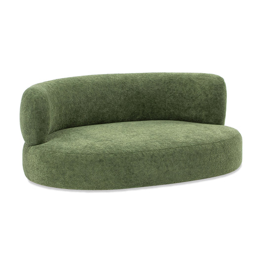 36" Curved Dog Sofa Bed – Moss Green Teddy Fleece