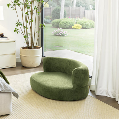 36" Curved Dog Sofa Bed – Moss Green Teddy Fleece