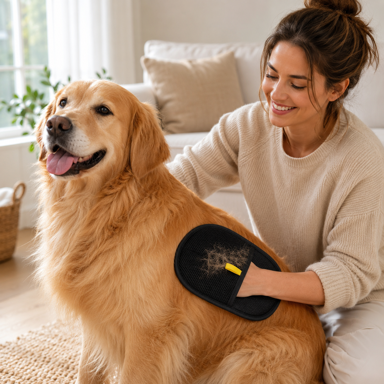 Pet Hair Remover Grooming Glove for Dogs & Cats