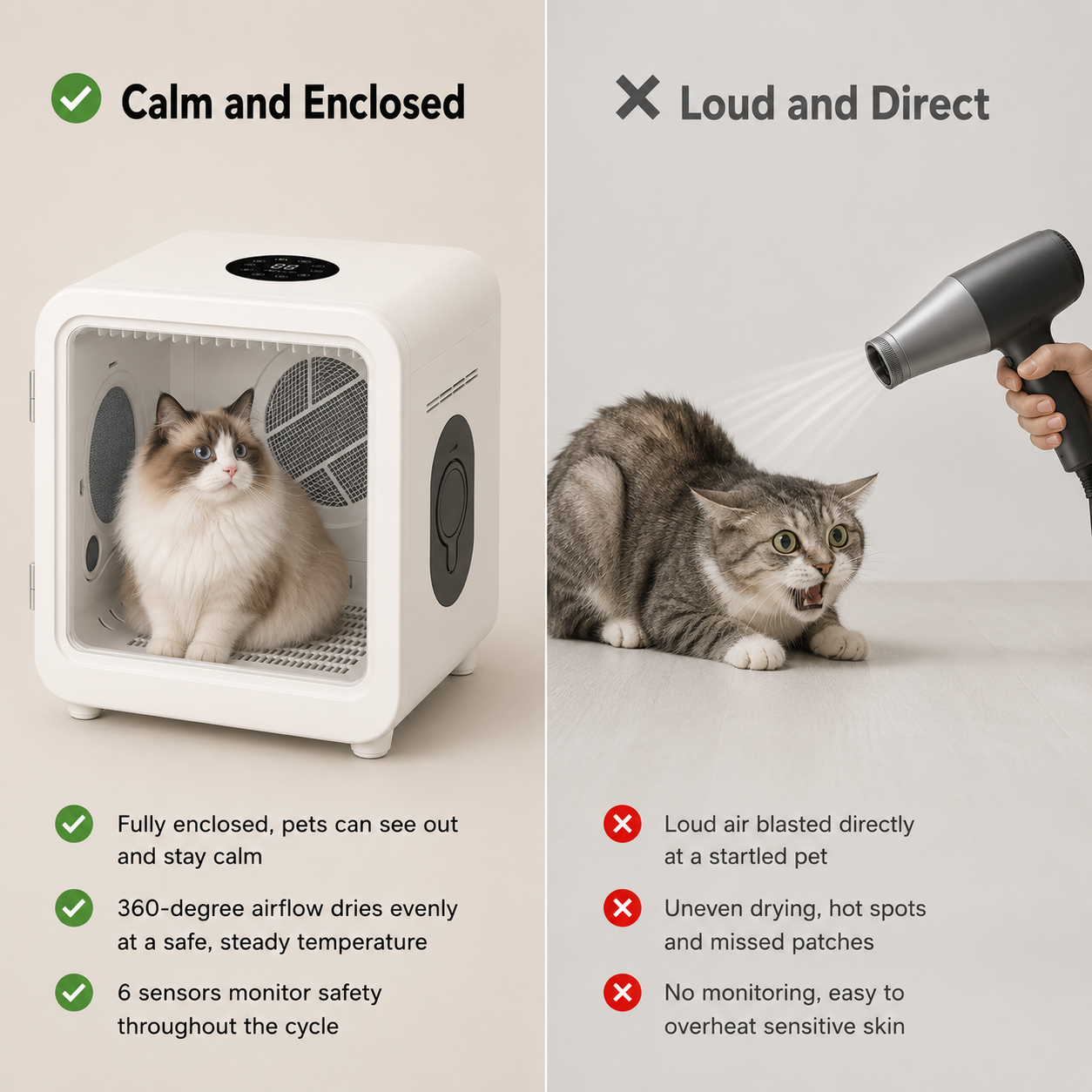 3-Speed Pet Dryer Room for Cats & Dogs