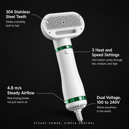 Pet Hair Dryer Comb – 3-Speed