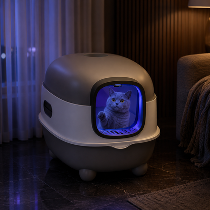 Oversized Enclosed Cat Litter Box – UV Sterilization