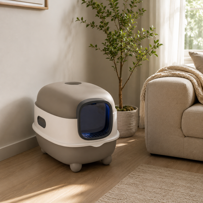 Oversized Enclosed Cat Litter Box – UV Sterilization
