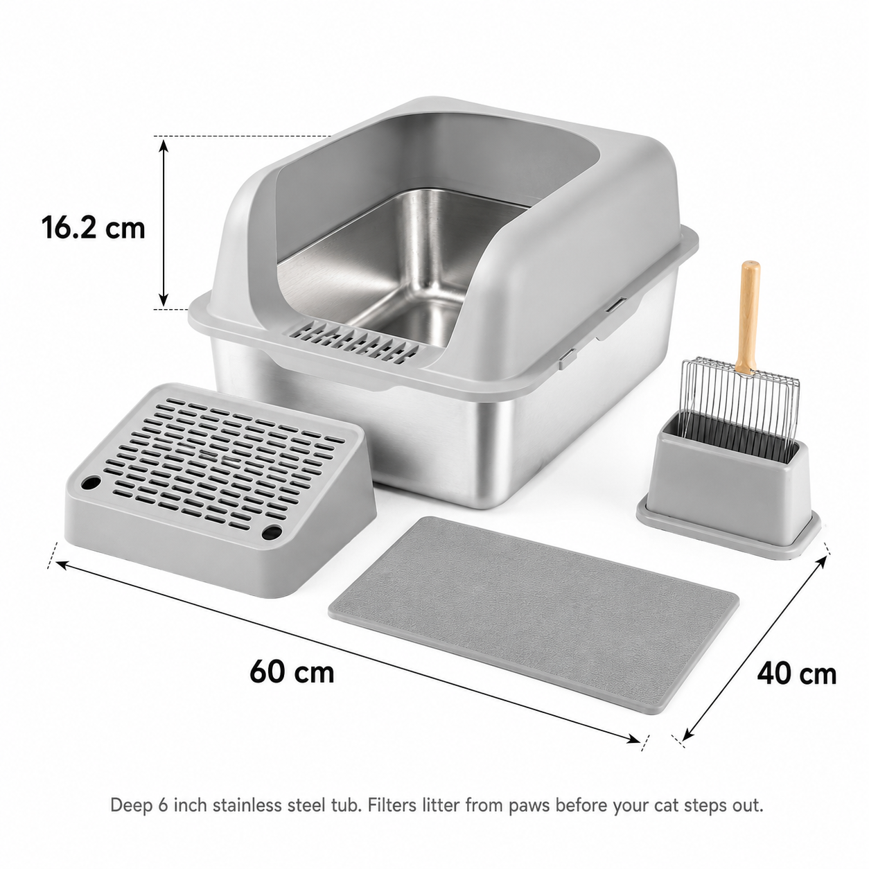 High-Back Cat Litter Pan – 6 Inch Deep