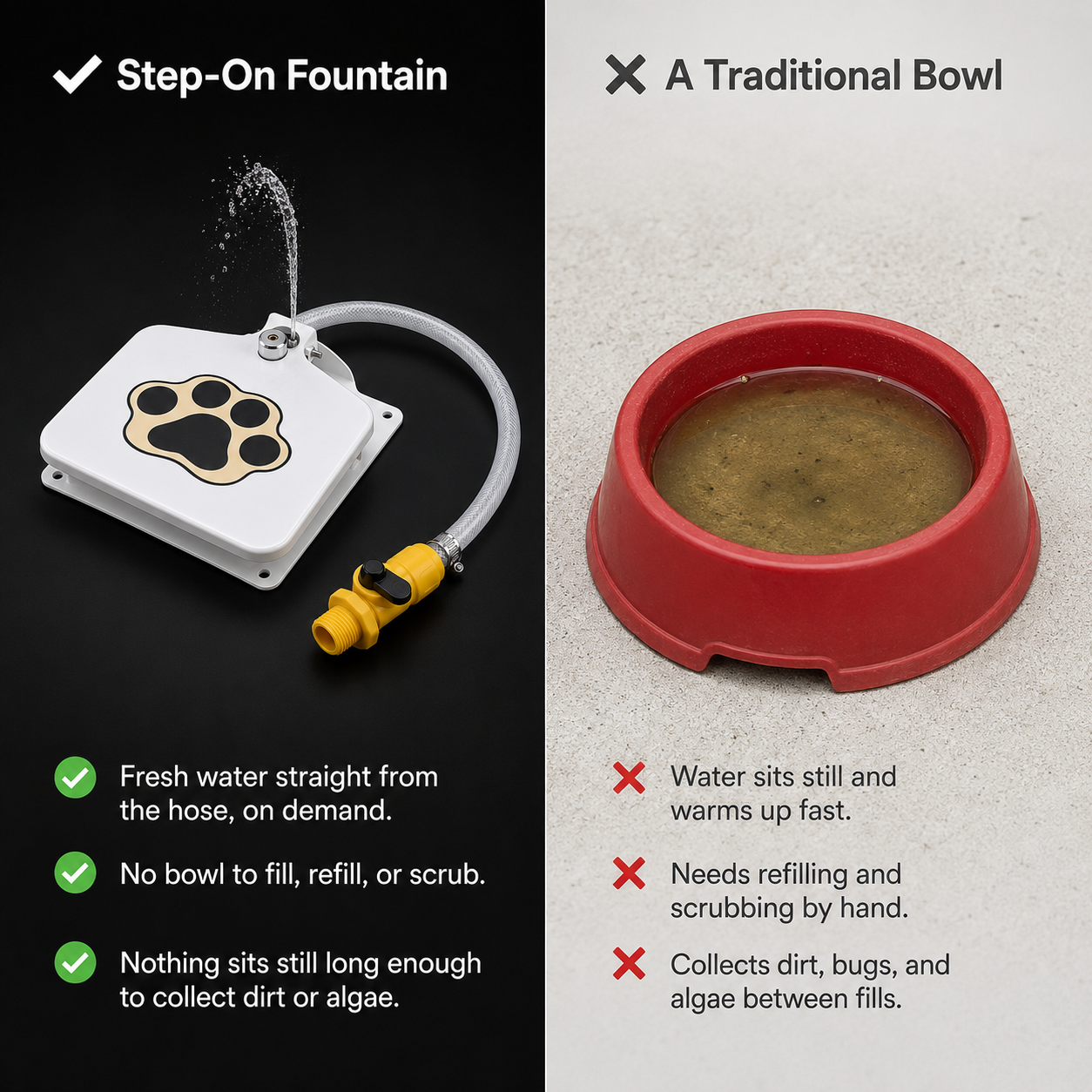 Outdoor Step-On Dog Water Fountain