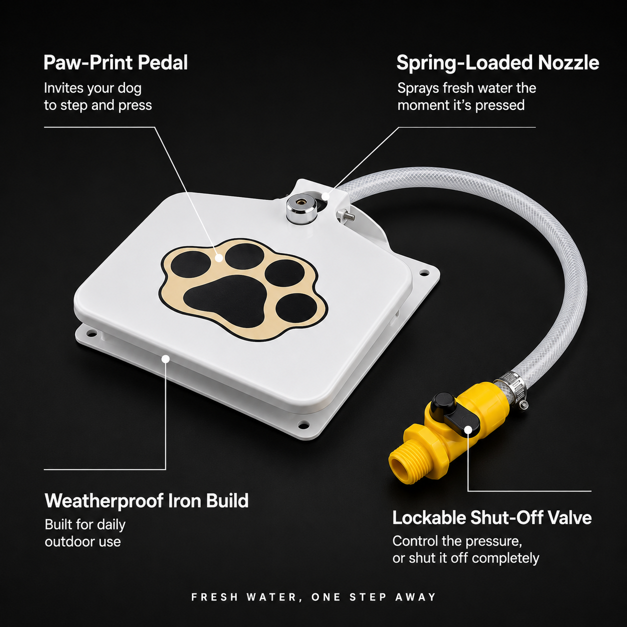 Outdoor Step-On Dog Water Fountain