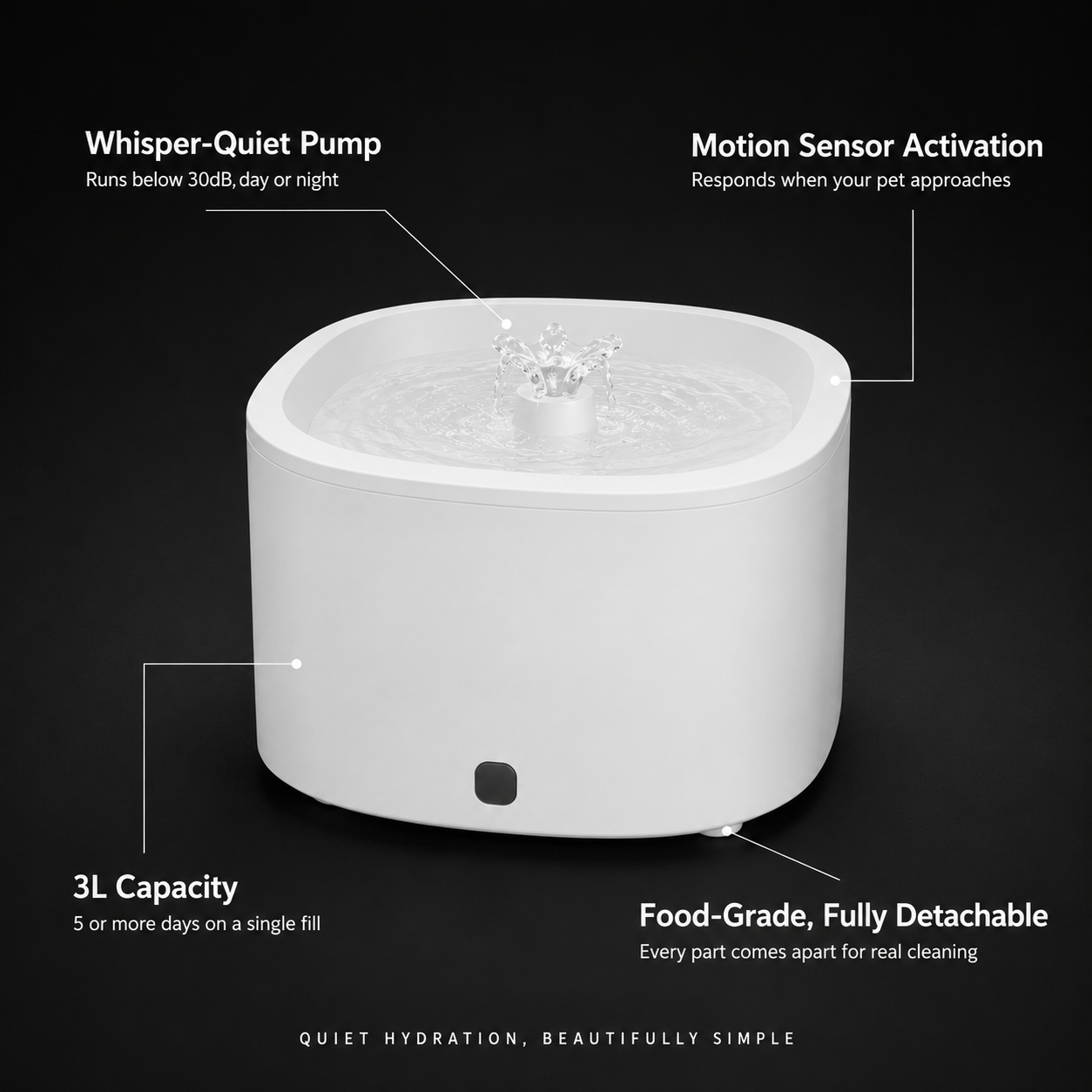 3L Pet Water Fountain with Motion Sensor
