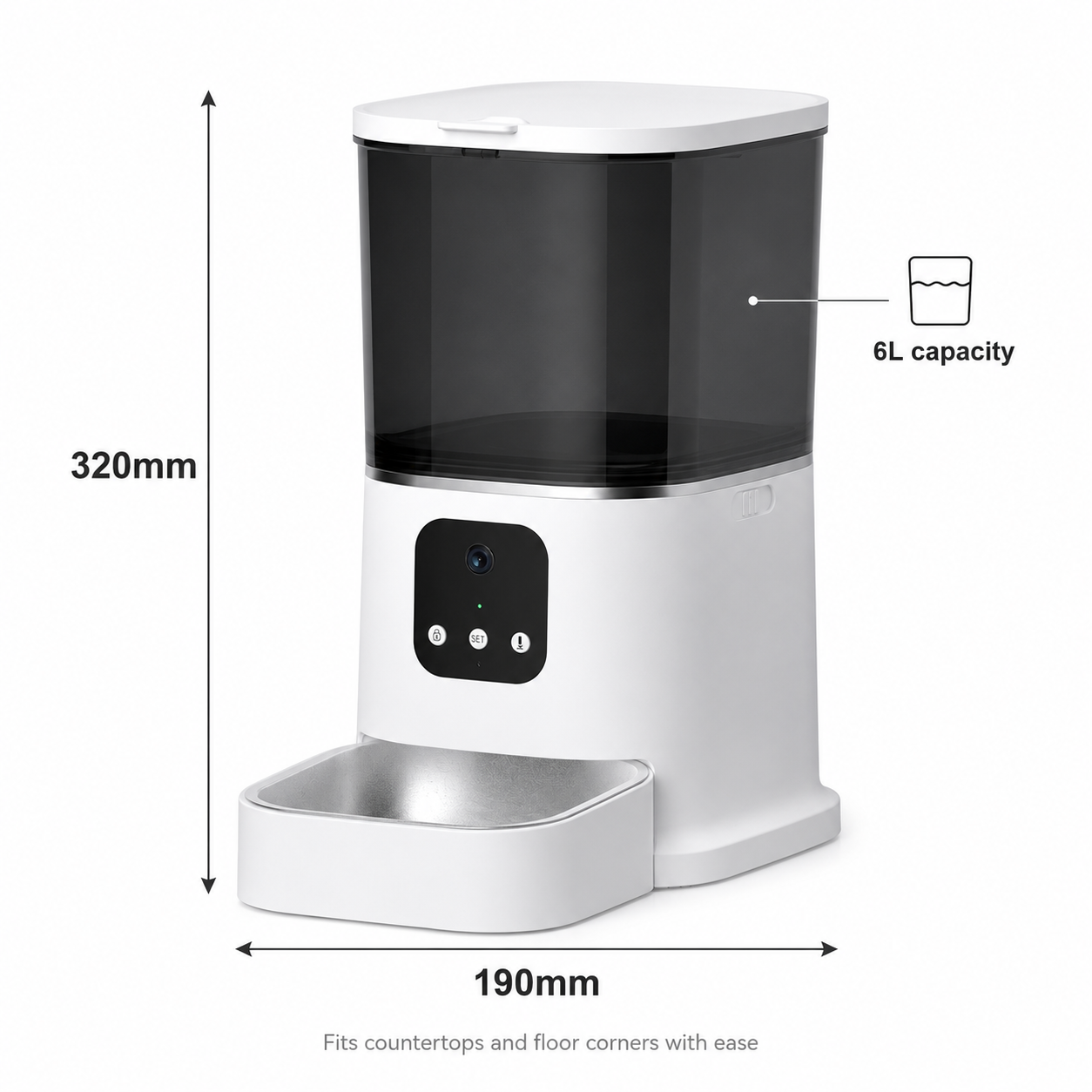 Large-Capacity Smart WiFi Pet Feeder with Voice Recorder