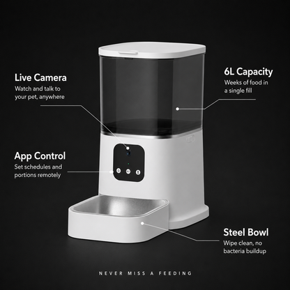 Large-Capacity Smart WiFi Pet Feeder with Voice Recorder