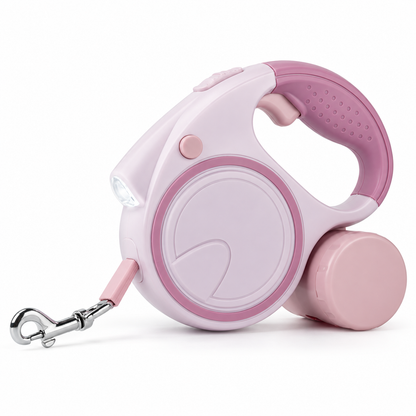 Retractable Dog Leash with Light & Poop Bag Holder – 5 m