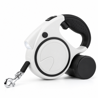 Retractable Dog Leash with Light & Poop Bag Holder – 5 m