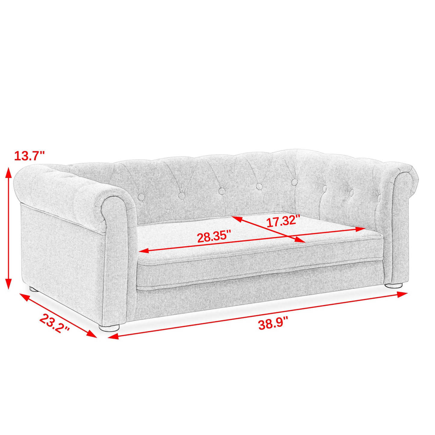 Elevated Rectangle Pet Bed – Beige, 40x23x14in