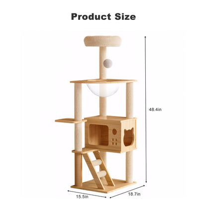 48.8" Modern Wood Cat Tower