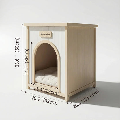 Wooden Dog House with Side Table – Cedar