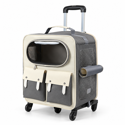 Foldable Rolling Pet Carrier with Trolley Handle