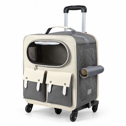 Foldable Rolling Pet Carrier with Trolley Handle