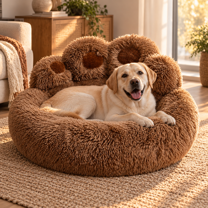 Paw-Shaped Fluffy Dog Bed