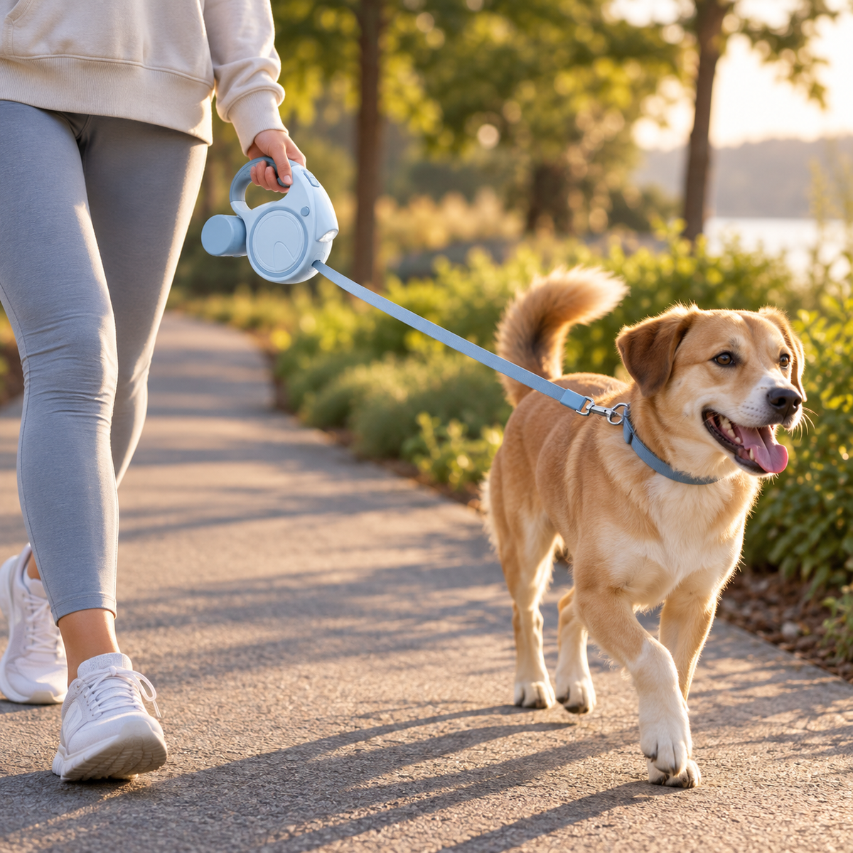 Retractable Dog Leash with Light & Poop Bag Holder – 5 m