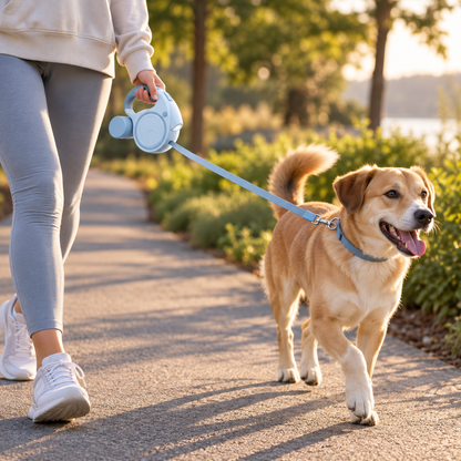 Retractable Dog Leash with Light & Poop Bag Holder – 5 m