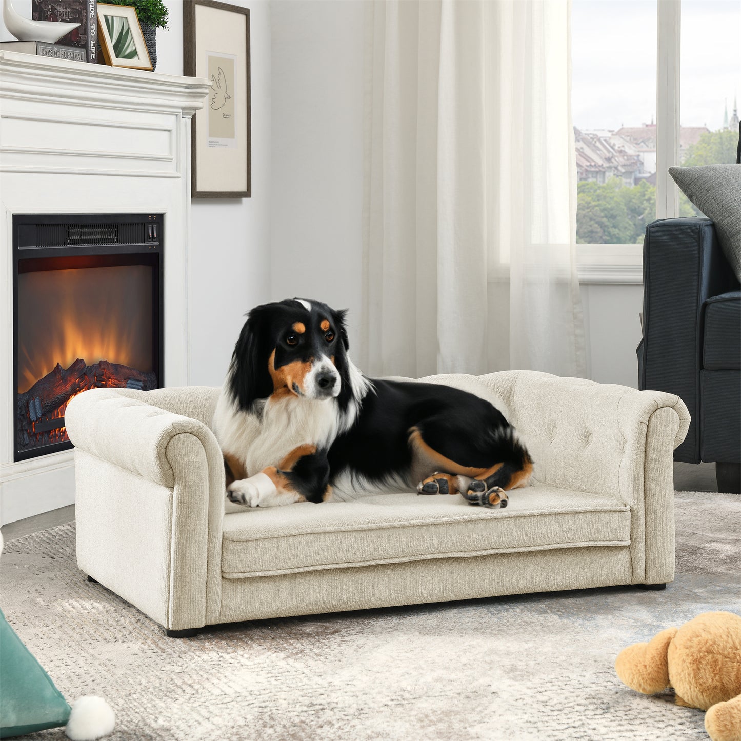Elevated Rectangle Pet Bed – Beige, 40x23x14in