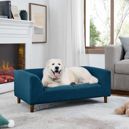 Pet Sofa with Backrest – Blue Linen