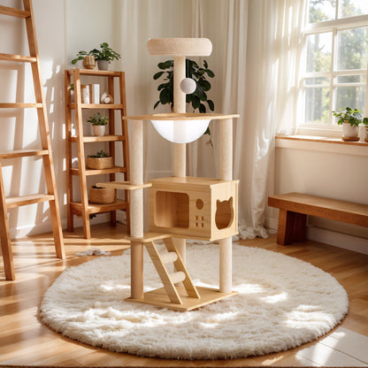 48.8" Modern Wood Cat Tower