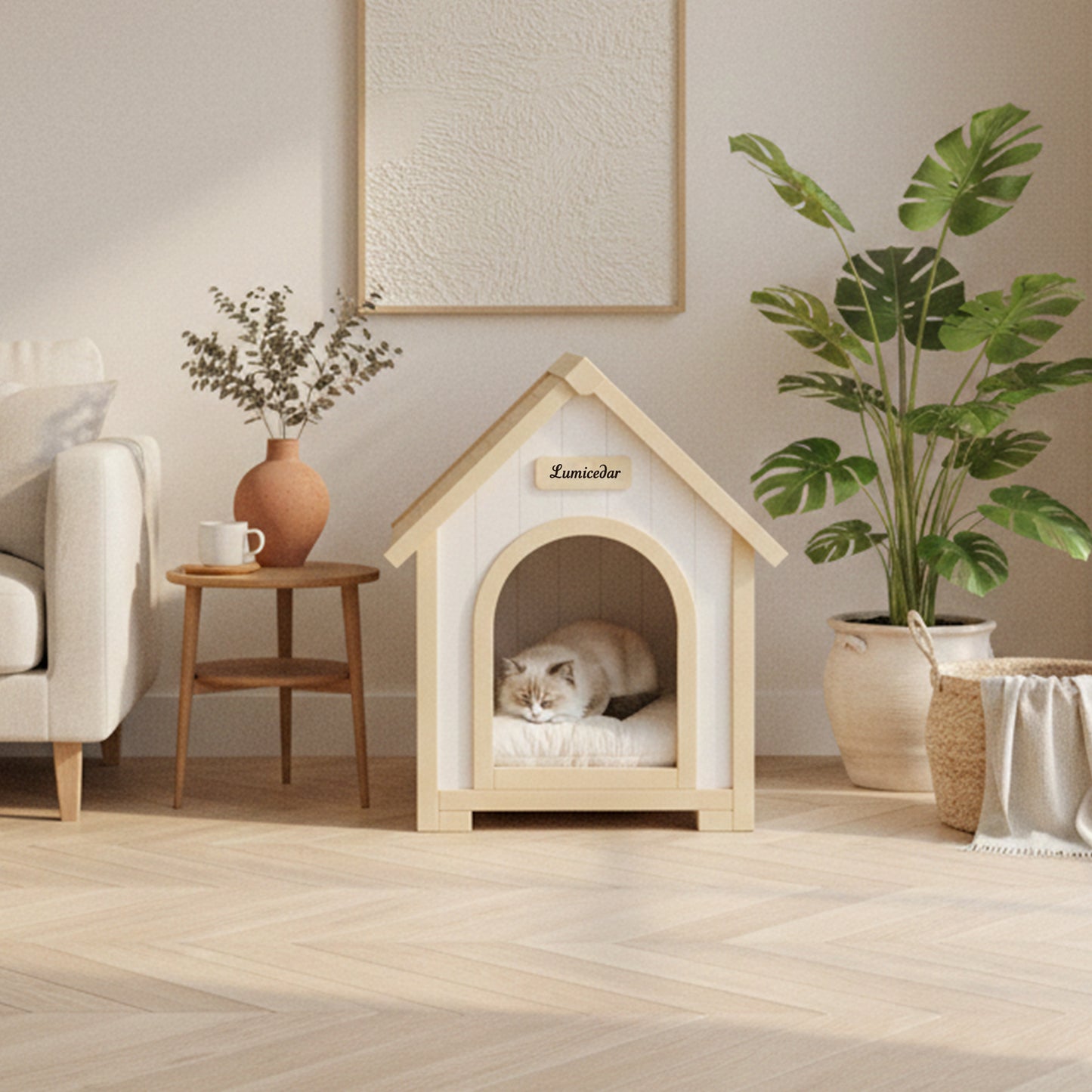 Wooden Dog House – Cedar, EVA Cushion